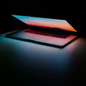 gray and black laptop computer on surface