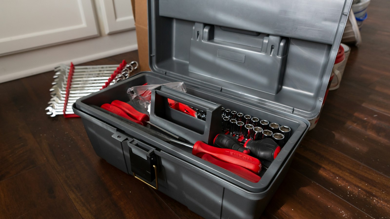 black and red tool box