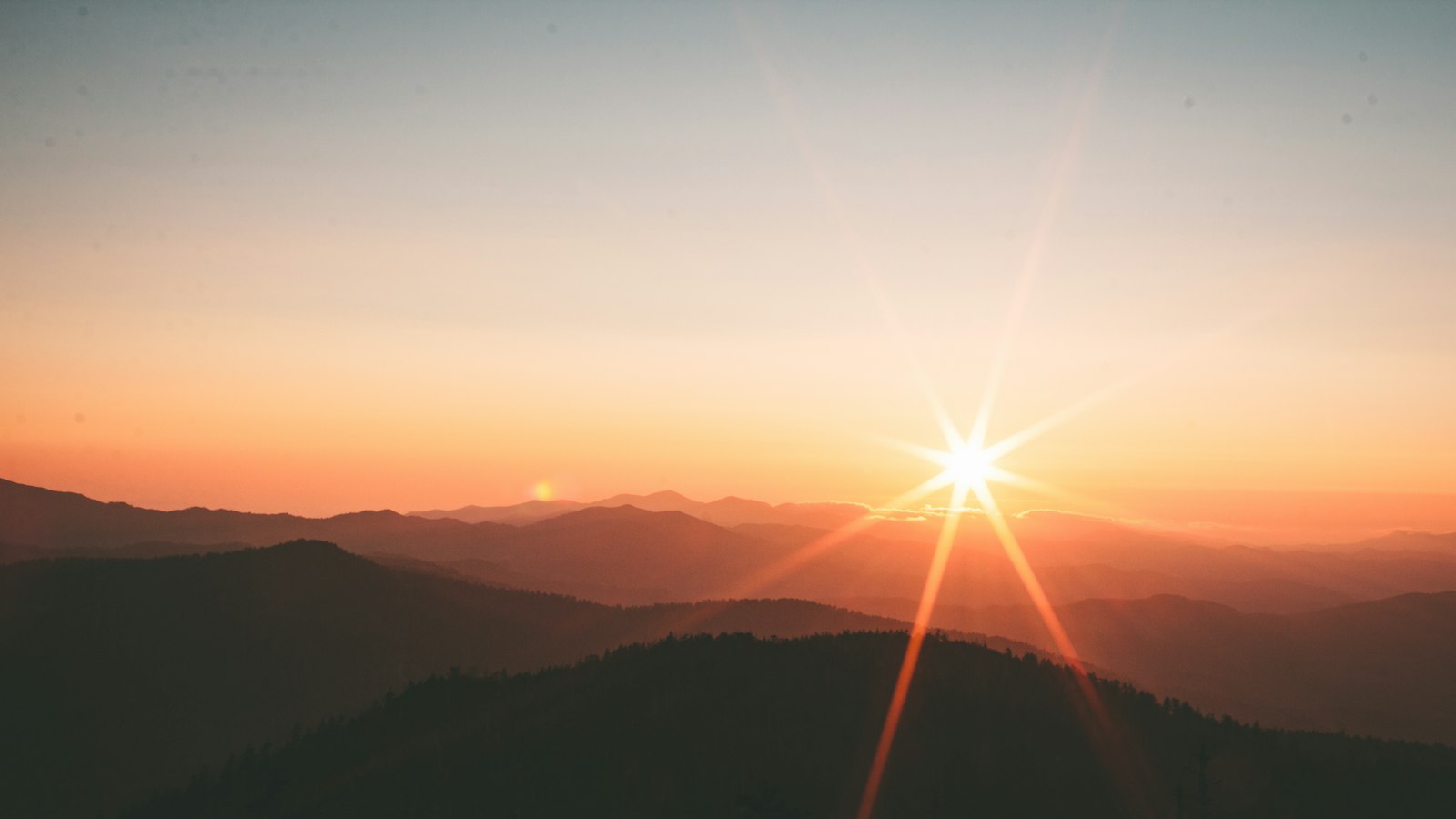 silhoutte of mountains during sunset