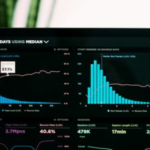 graphs of performance analytics on a laptop screen