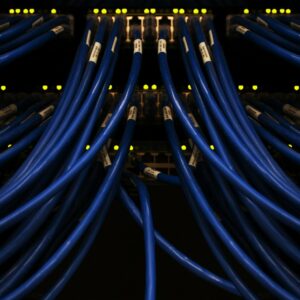 a bunch of blue wires connected to each other