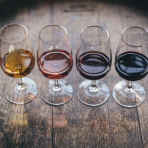 four wine glasses