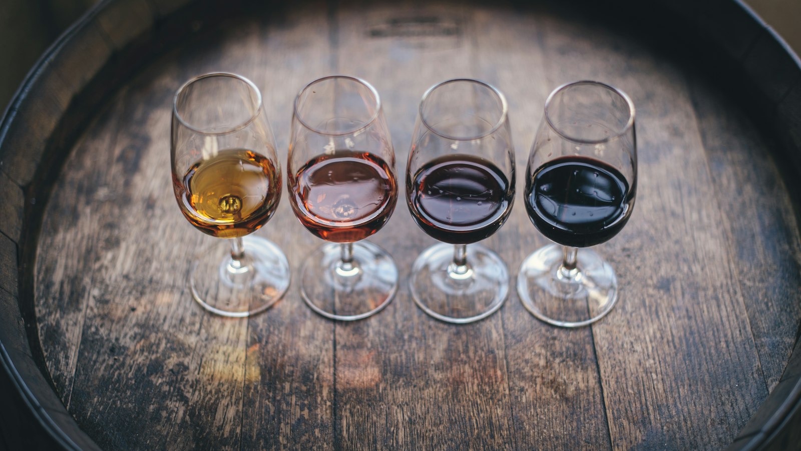 four wine glasses
